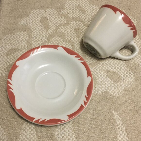 MCM J. E Heath England Restaurant Coral Wave Scroll Cup and Saucer Set #1 - Picture 8 of 15
